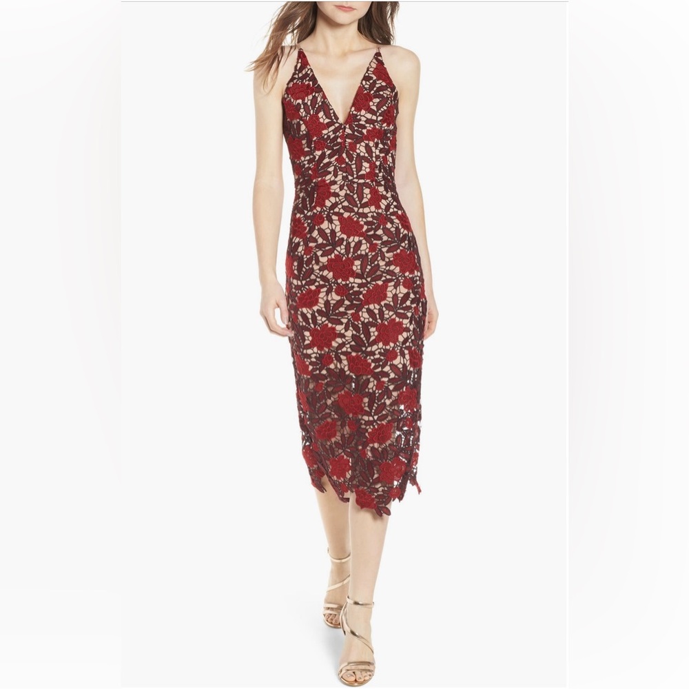Dress the Population Aurora Embroidered Sheath Dress Size Small